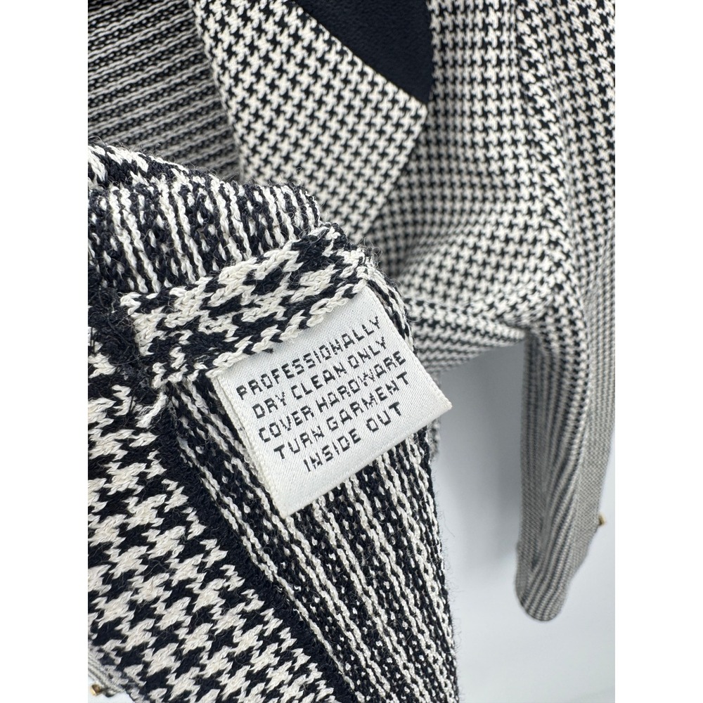 St. John Collection Blazer Houndstooth Knit Black&White Gold Hardware 8 Vintage - Picture 8 of 11